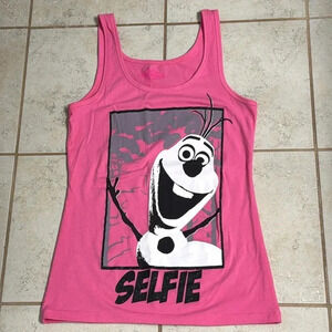 Large FROZEN Pink OLAF “SELFIE” Tank Top